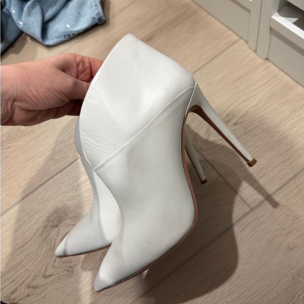 Aquazzura White Leather Stiletto booties 38.5
